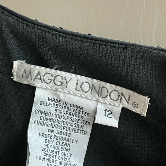 Maggy London Silk Black Sequin Cocktail slip Dress sz 12 spaghetti strap spandex - Picture 15 of 16